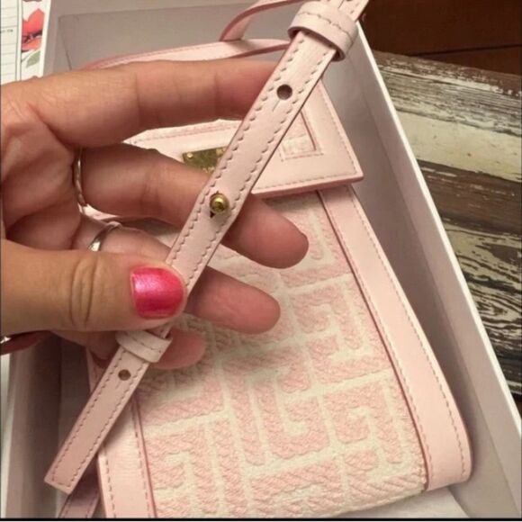 *Balmain* 1945 PRISTINE in box Leather Trimmed Pink Canvas Quilted Crossbody - Picture 6 of 11